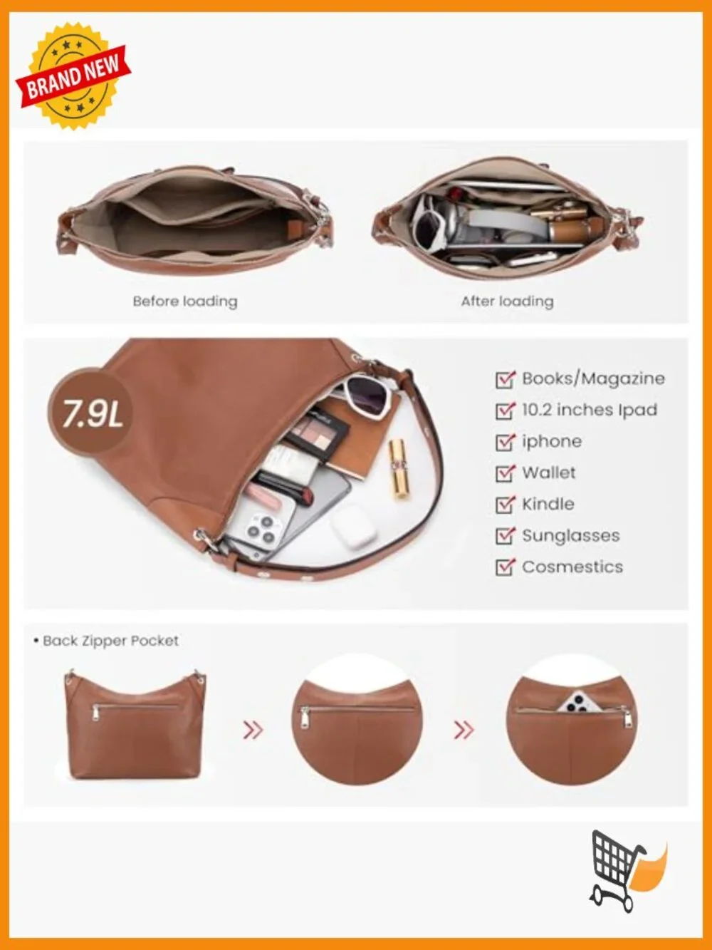 Genuine Leather Hobo Bag Crossbody Shoulder Bag